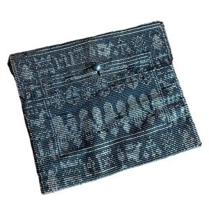 Antique Very Old Metal & Suede Inner Handmade Seed Bead Purse Museum Quality